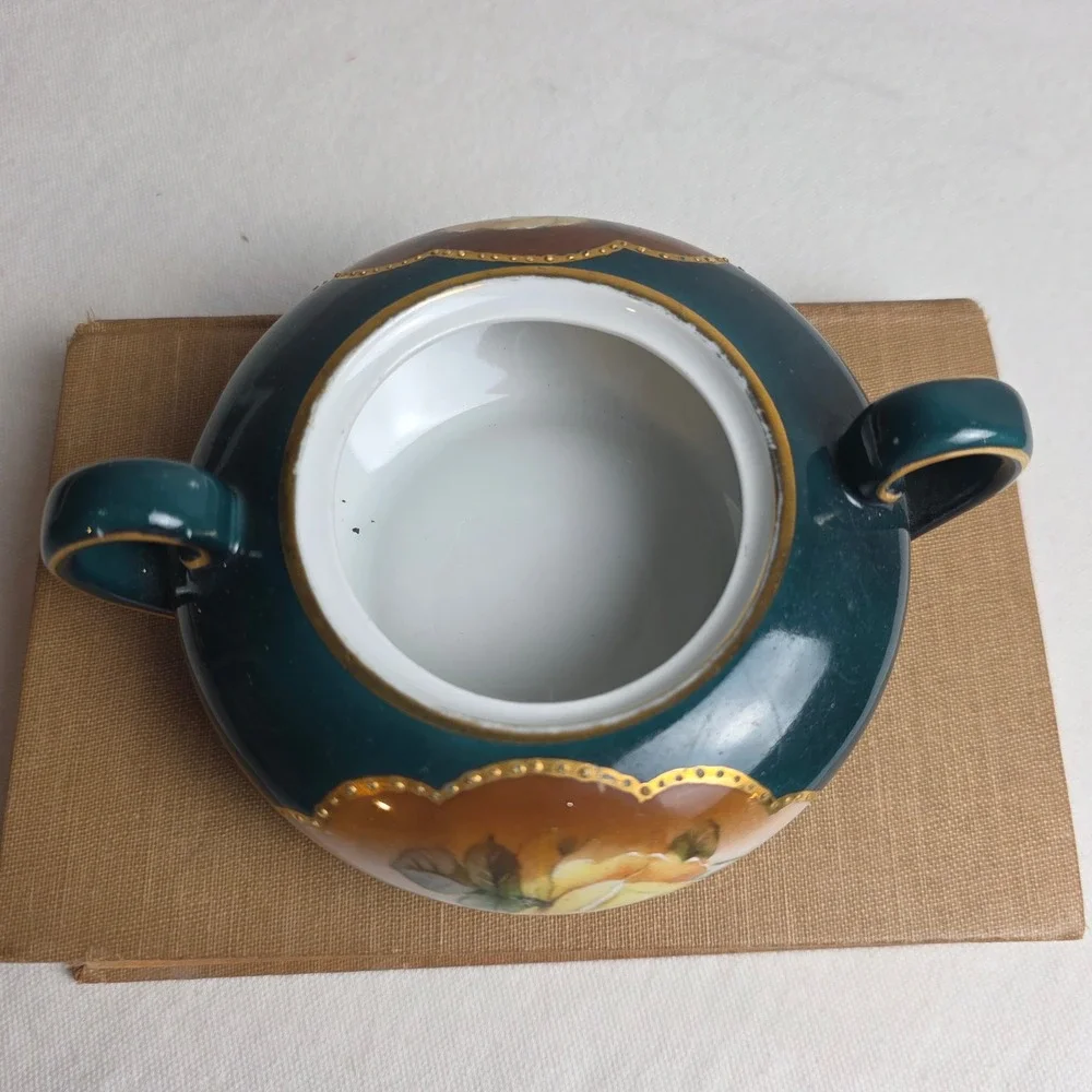 Vintage 1900s Bavaria Germany Hand Painted Floral Porcelain Creamer & Sugar Set